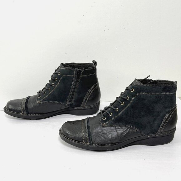 Clarks Whistle Watch Ankle Boots Sz 10 Black Leather Biker Booties 16724 - Picture 3 of 9